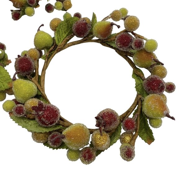 3 Valerie Parr Hill Sugared Fruit Pear Pomegranate Pillar Candle Rings Fall Lot - Picture 2 of 10